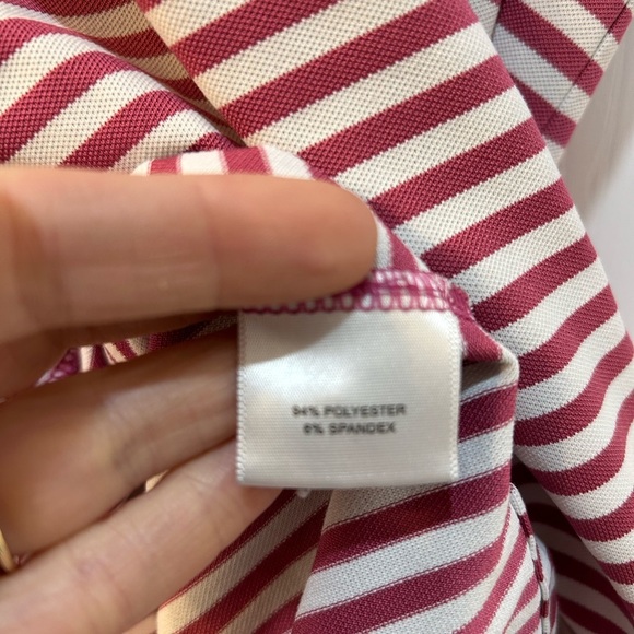 Peter Millar Summer Comfort Polo Men's L Pink Striped Chest Pocket Stretch Golf - Picture 6 of 8